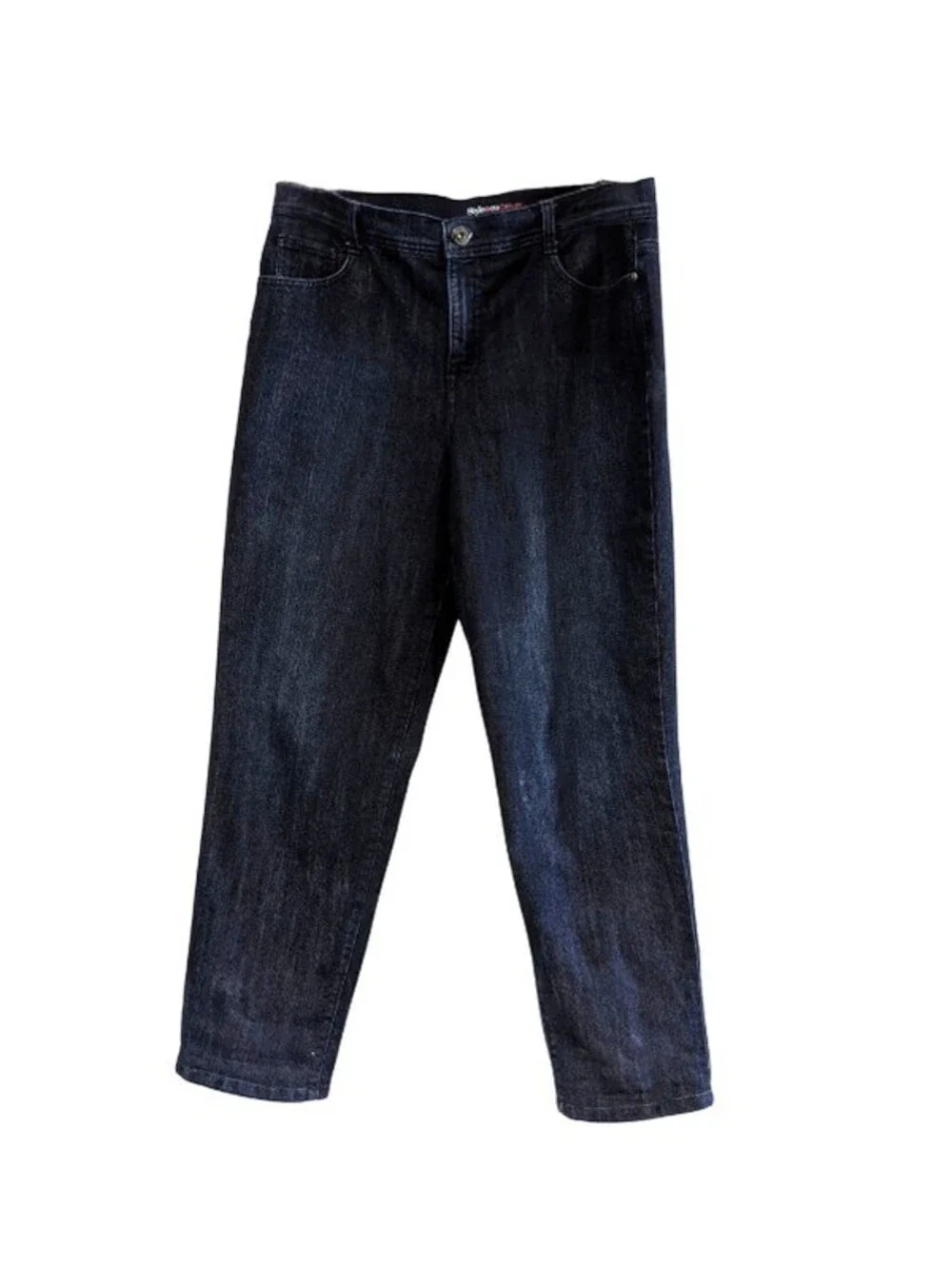 Style & Co Women's Slim Leg Jeans, Dark Blue, Size 14S, Stretch Denim, 5 Pocket - Picture 1 of 13
